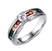 Load image into Gallery viewer, Colorful Inlaid Zircon Titanium Steel Rainbow Ring ITDinos®
