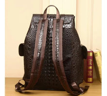 Load image into Gallery viewer, Vintage Style Handcrafted Leather Backpack with Crocodile Pattern ITDinos®
