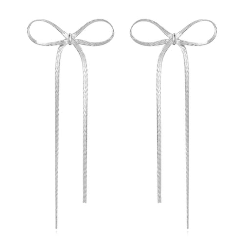 CUFELMU Long Chain Bow Drop Earrings for Women Silver Bowknot Tassel Dangle Earrings Fashion Jewelry Gifts ITDinos®