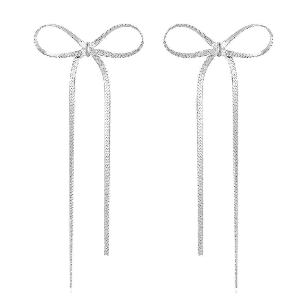 CUFELMU Long Chain Bow Drop Earrings for Women Silver Bowknot Tassel Dangle Earrings Fashion Jewelry Gifts ITDinos®