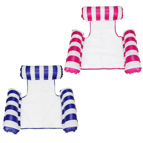 HJW 2-Pack Water Lounger Pool Chair Lounge Inflatable Pool Float Multi-PurposePool Hammock & Water Hammock Pool Floats for Adults Floating Row (Striped Dark Blue + Rose red) ITDinos®