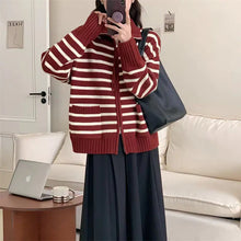 Load image into Gallery viewer, Contrast Color Striped Knitted Cardigan for Women ITDinos®
