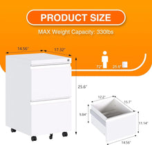 Lade das Bild in den Galerie-Viewer, Aobabo Metal 2 Drawer Office File Cabinet With Lock, Under Desk Office Steel Mobile Cabinet On Wheels, 25.6&#39;&#39;H Legal Letter A4 Size,White, Fully Assembled ITDinos®
