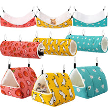 Lade das Bild in den Galerie-Viewer, Abbylike 9 Pieces Rat Guinea Pig Hanging Hammock Ferret Cage Accessories Small Pet Hideout Tunnel Cave Hanging Hammock Hamster Toy Accessories for Ferret Hamster Chinchilla(Strawberry) ITDinos®
