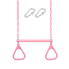 Load image into Gallery viewer, 18&quot; Pink Trapeze Swing Bar Rings 48&quot; Heavy Duty Plastic Coated Chains Swing Set Accessories Playground Swing Seat… ITDinos®
