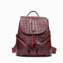 Load image into Gallery viewer, Vintage Style Handcrafted Leather Backpack with Crocodile Pattern ITDinos®
