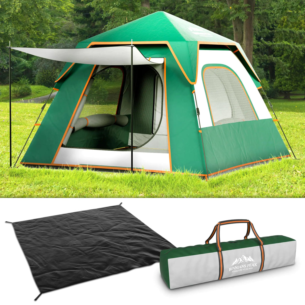 4-Person Pop-Up Camping Tent – Waterproof Instant Tent with Mesh Windows Carry Bag and Ground Sheet – 210D Oxford Fabric for Family Camping Fishing Hunting ITDinos®
