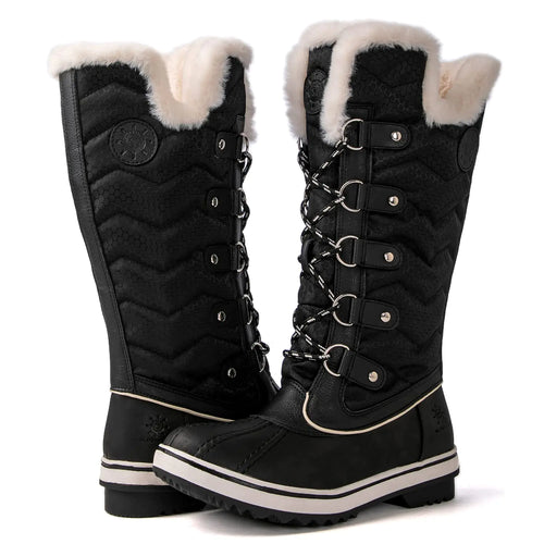 kingshow Womens Globalwin Black Mid Calf Waterproof Winter Boots Non-Slip Snow Boots For Women 8M ITDinos®