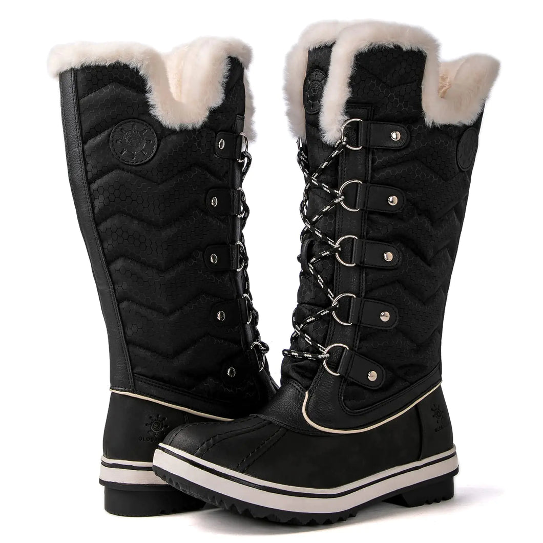 kingshow Womens Globalwin Black Mid Calf Waterproof Winter Boots Non-Slip Snow Boots For Women 8M ITDinos®