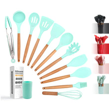 Load image into Gallery viewer, Wooden Handle Silicone Kitchen Utensil Set (11 Pieces) ITDinos®
