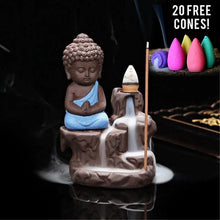 Load image into Gallery viewer, Creative Purple Clay Monk Incense Burner Desktop Decor ITDinos®
