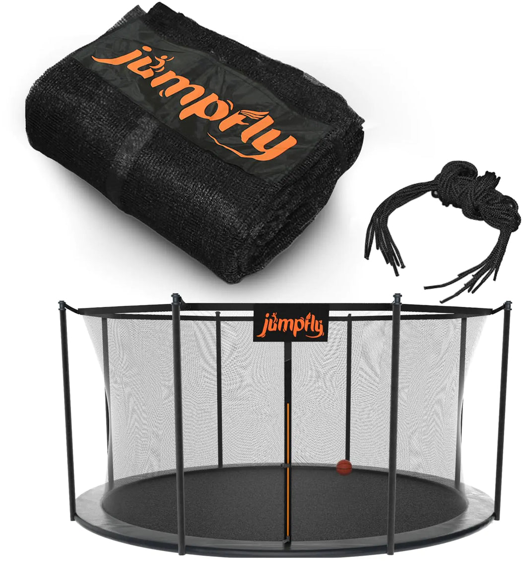 Jumpfly Trampoline Net 14 FT Trampoline Replacement Safety Enclosure Net for W/ 8 Poles Round Frame Trampoline Breathable & Weather-Resistant Trampoline Net with Adjustable Straps ITDinos®