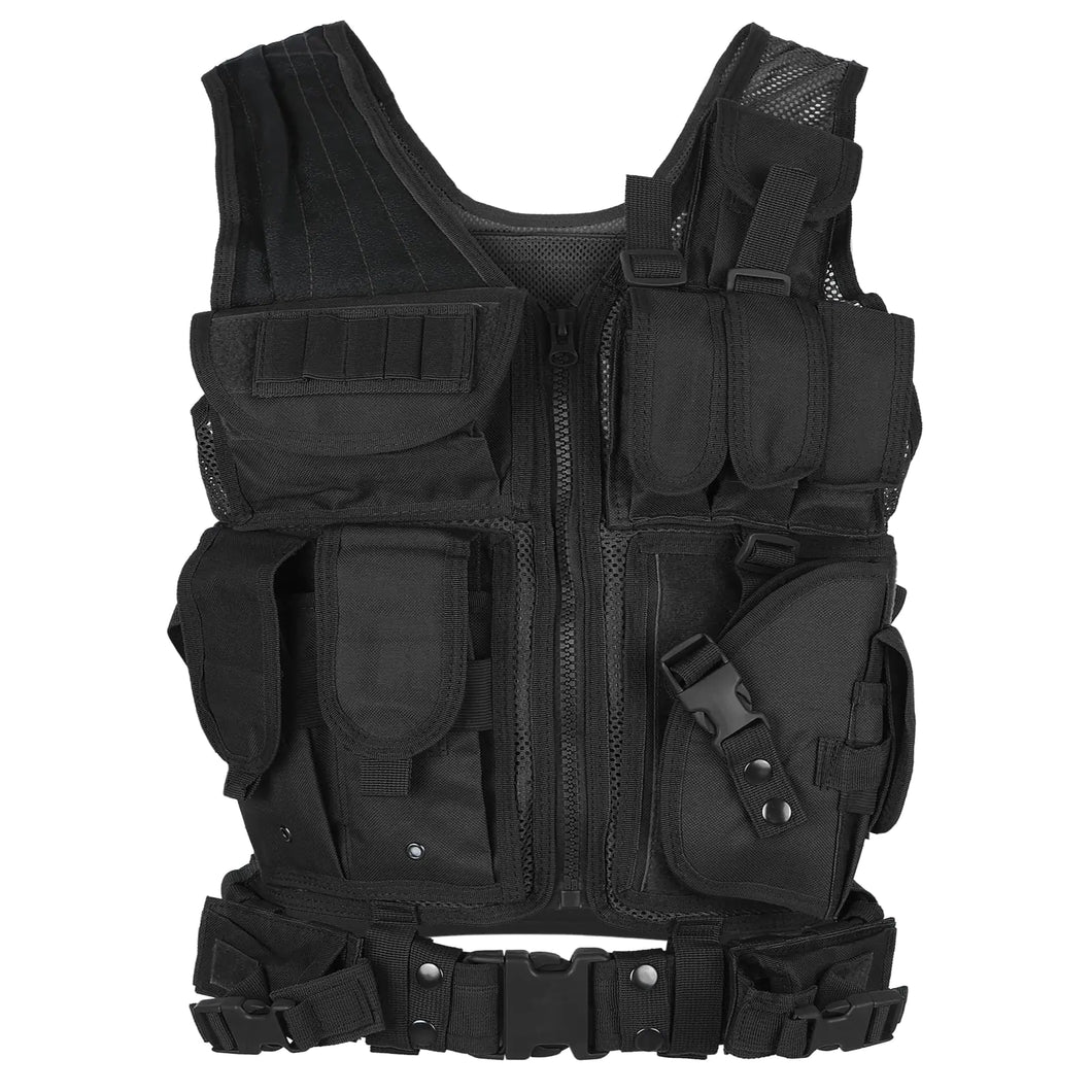 LIXADA Tactical Vest Lightweight Breathable Polyester Sports Vest Outdoor Training Vest Adjustable for Adults CS/Hunting/Training ITDinos®