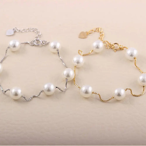 925 Silver Natural Freshwater Pearl Bracelet ITDinos®