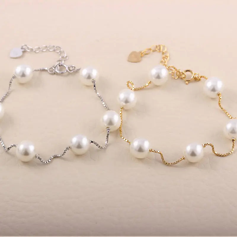925 Silver Natural Freshwater Pearl Bracelet ITDinos®