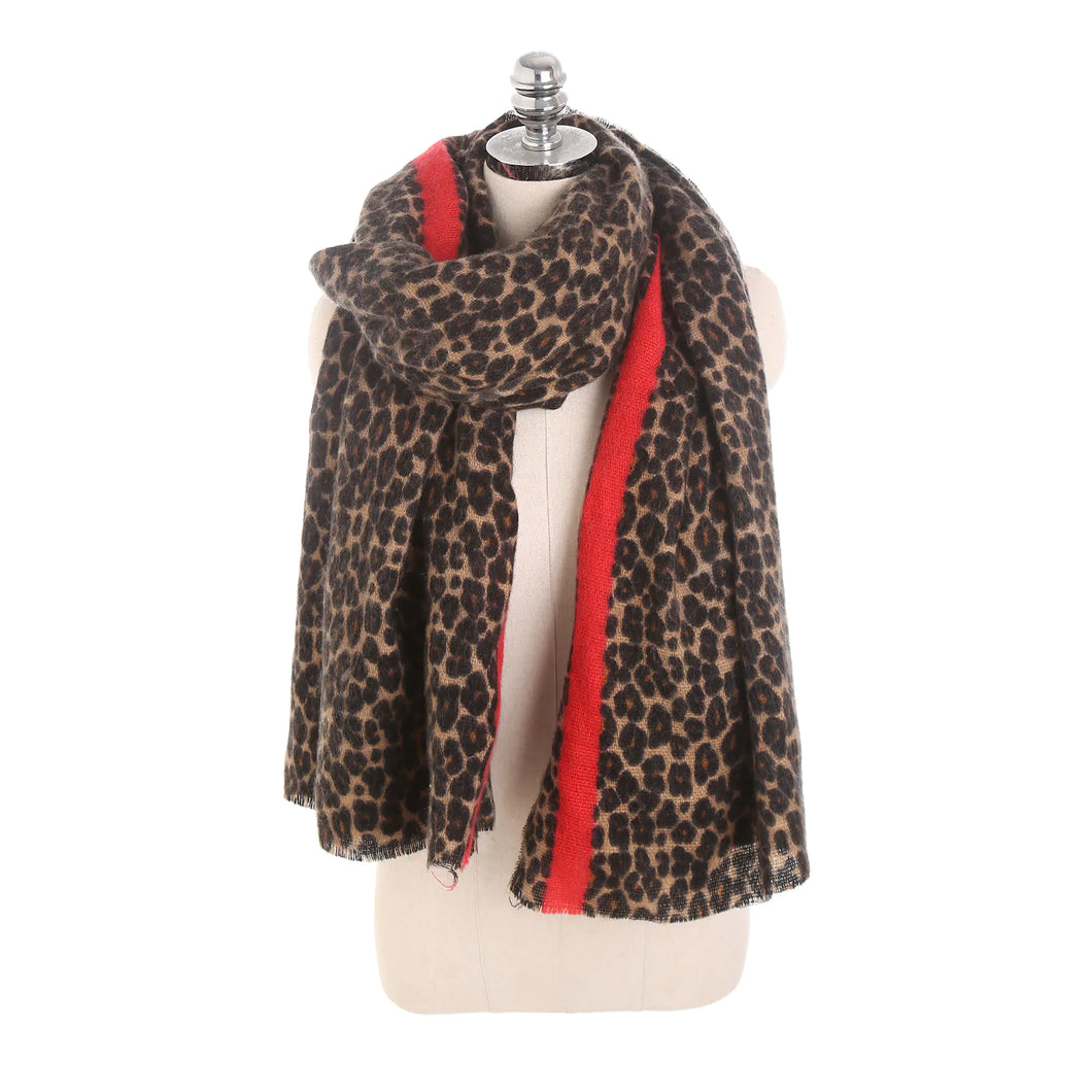 Women's Thick Leopard Print Scarf and Shawl - Autumn/Winter