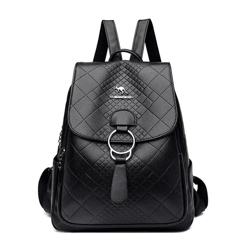 High-Quality Leather Women's Fashion School Backpack ITDinos®