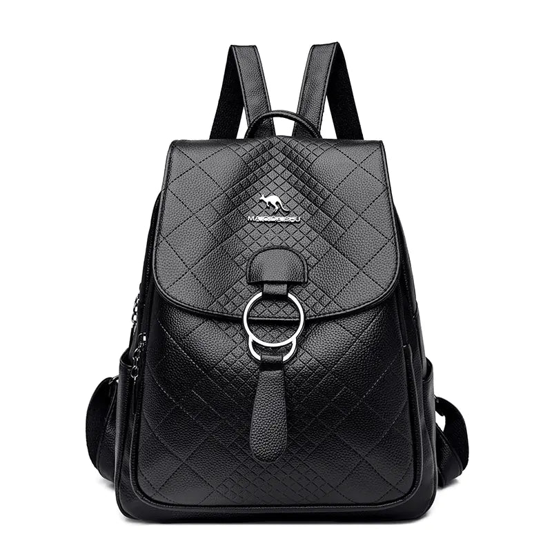 High-Quality Leather Women's Fashion School Backpack ITDinos®