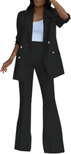 Load image into Gallery viewer, 2024 Women Pantsuit Wide Leg 2 Piece Set Dressy Office Business Attire Work Wear Long Plus Size Professional Fall Formal Casual Blazer Jacket Pant Suit Elegant Suiting Interview Outfit Black-M ITDinos®
