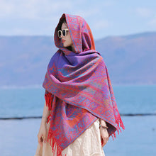 Lade das Bild in den Galerie-Viewer, Women&#39;s Office Nap Shawl Vintage Scarf with Fringe
