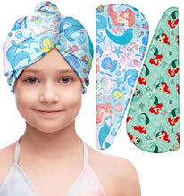Lade das Bild in den Galerie-Viewer, Akkya Microfiber Hair Towel Wrap for Kids Girls Women 2 Pack Drying Turban Towels for Wet Hair Quick Dry Head Wraps Cute Girly Cartoon Print ITDinos®
