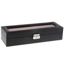 Lade das Bild in den Galerie-Viewer, Carbon Fiber 6-Slot Watch Box in Black Leather

