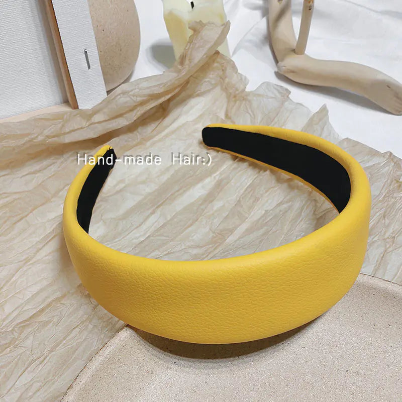 Wide Headband with Lychee Leather Design