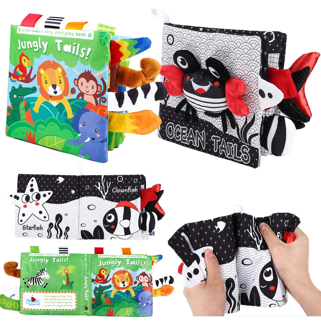 Baby Books 0-6 Months - 2PCS Baby Toys 0-6 Months Crinkle Books for Babies Infant Books Soft Baby Book High Contrast Sensory Newborn Toys 0-3-6-12-18 Months - Baby Gifts ITDinos®