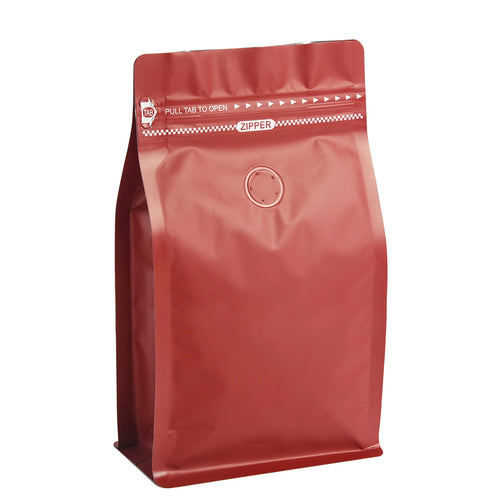 100 Count 16oz Red Coffee Bags with Aluminum Foil Liner High Barrier Coffee Pouches with Degassing Valve Ziplock Food Storage Bags with Pull Tape Pack of 100 16oz/1lb/500gram ITDinos®