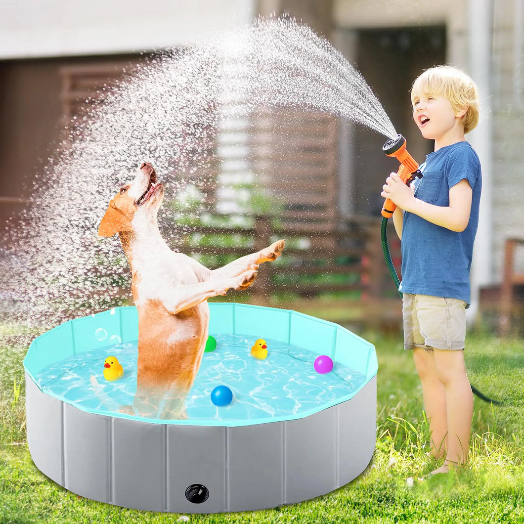 Foldable Dog Pool Kiddie Pool Hard Plastic Pool for Kids Portable Dog Pool PVC Pet Swimming Pool Collapsible Pool Dog Bathing Tub Dog Swimming Pool Suitable for Indoor and Outdoor (32 x8 Inch) ITDinos®