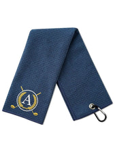 Load image into Gallery viewer, Golf Towels Monogrammed Golf Accessory for Golf Bags Golf Gifts for Men and Women on National Golf Day Retirement Birthday Christmas 16”x 24” Microfiber Golf Towel Blue - Initial A

