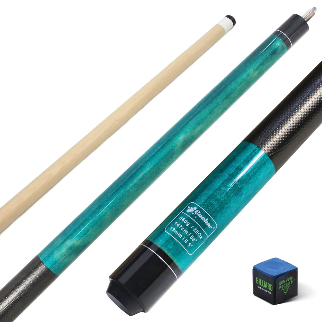 CUEBAR Pool Cue 58 Inch Pool Sticks for Adults 2-Piece House Bar Billiard Cue Stick with 3D Grip Pool Table Sticks for Men Women - Teal20 Oz ITDinos®