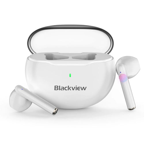 Blackview Bluetooth Headphones Sport Airbuds 6 in Ear Headphones Wireless Bluetooth 5.3 with Noise Cancelling 25h Play TimeTouch SensorsDual LED Display IPX7 White ITDinos®