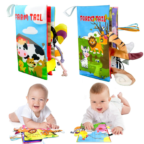 2 Packs Baby Books Toys 0-6-12 Months Touch and Feel Soft Crinkle Books for Newborn Infant Baby 0-3-6-12 Months Baby Valentines Gifts Shower Books Carseat Toys Christmas Stocking Stuffers ITDinos®