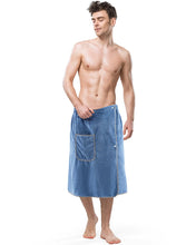 Load image into Gallery viewer, HunnmingRe 1 Pc Adjustable Mens Shower Towel Wrap Quick Drying Bath Towel Wrap for Men Plaid Wrapping Waist Towels for Men Gym Spa Sauna Shower After(BlueCoral Fleece) ITDinos®
