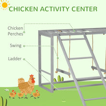 Load image into Gallery viewer, Chicken Activity Game With Swing Set For 3-4 Birds, Wooden Chicken Coop Accessory With Multiple Chicken Perches And Hen Ladder Grey ITDinos®
