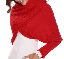 Lade das Bild in den Galerie-Viewer, Knitted Yarn Scarf with Sleeves and Shawl Design

