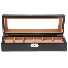 Lade das Bild in den Galerie-Viewer, Carbon Fiber 6-Slot Watch Box in Black Leather

