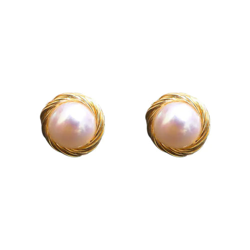 14K Gold-Plated Natural Freshwater Pearl Earrings ITDinos®