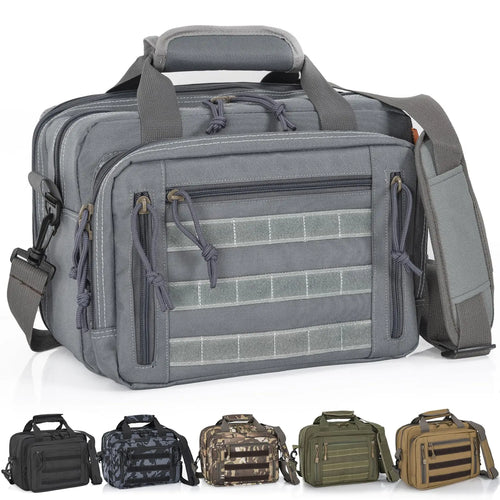 ITHWIU Pistol Case Gun Range Bags For 2 Pistols 6 Magazines Carrying Shooting Bag with Lockable Zipper for Shooting Range Outdoor Hunting Grey ITDinos®