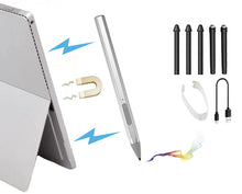 Lade das Bild in den Galerie-Viewer, 4096 Pressure Stylus Pen for Microsoft Surface Pro 9/8/7/6/5/4/3/X Surface Laptop Book Studio Surface 3/Go3/Go2/Go Pen Protocol Magnetic Hold Erase Copy Paste+Tilt&amp;Palm Rejection Function (Silver) ITDinos®
