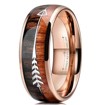 Load image into Gallery viewer, Fishbone Tungsten Wedding Ring with Wood Inlay ITDinos®
