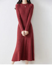 Load image into Gallery viewer, Autumn Winter Women&#39;s Long Wool Knit Dress, High Waist ITDinos®
