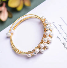Load image into Gallery viewer, 14K Gilded Natural Freshwater Pearl Three-Ring Bracelet ITDinos®
