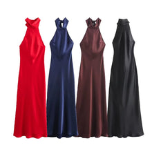 Load image into Gallery viewer, Silk Satin Backless Dress
