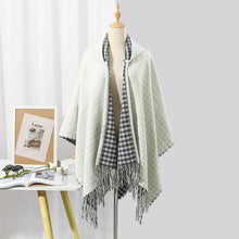 Load image into Gallery viewer, Reversible Plaid Print Scarf Shawl with Fringe Hood

