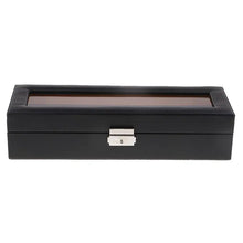 Lade das Bild in den Galerie-Viewer, Carbon Fiber 6-Slot Watch Box in Black Leather
