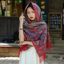 Lade das Bild in den Galerie-Viewer, Women&#39;s Office Nap Shawl Vintage Scarf with Fringe
