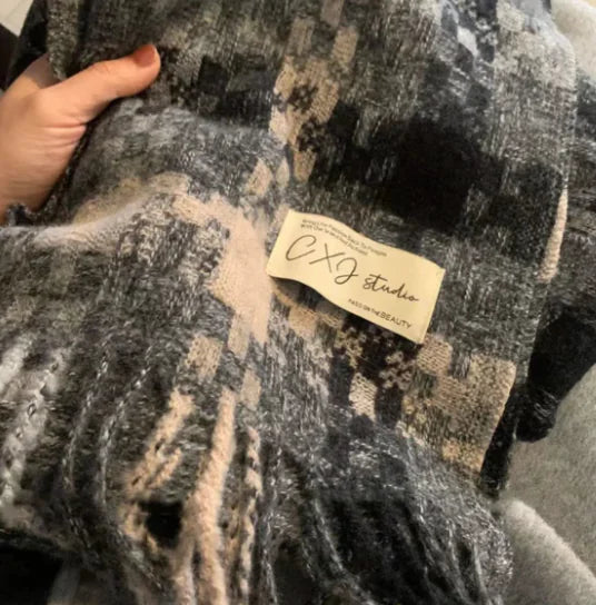 Farbblockierter karierter Schal für Atmosphäre (einteilig)