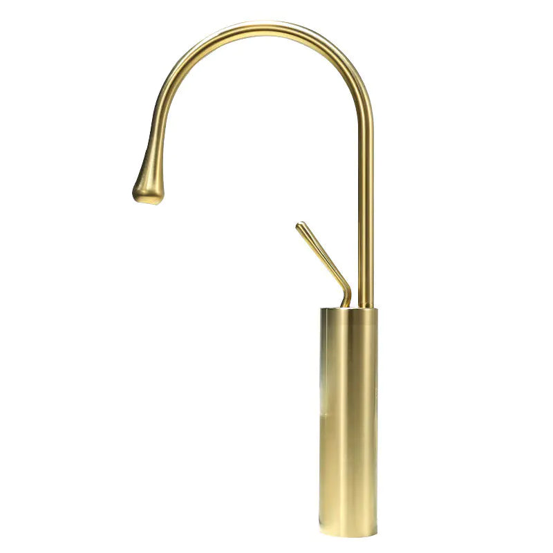 Brushed Gold Water Drop Faucet for Above Counter Basin